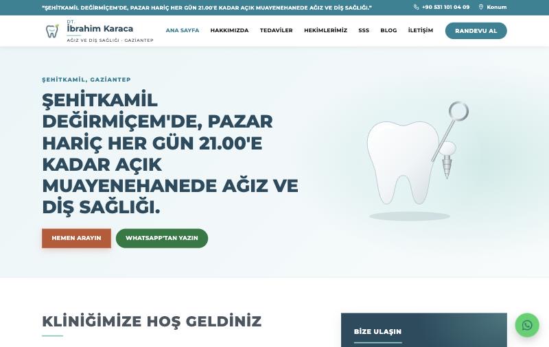 Dt. İbrahim Karaca web sitesinin ana sayfası